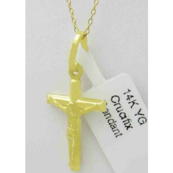 SOLID 3D CRUCIFIX PENDANT 14K YELLOW GOLD - Picture 2 of 3